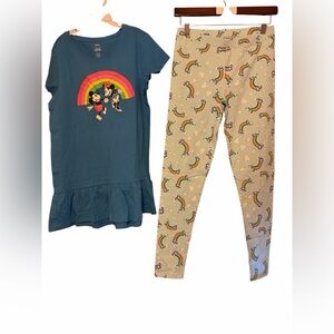 Disney Minnie & Mickey Rainbow Top and Leggings Set